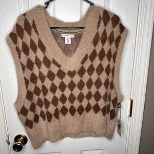Sweater Vest Brown Tan Beige
